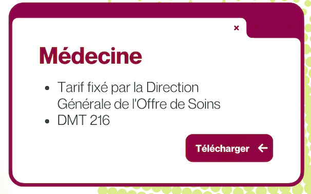 arrêté de tarification médecine