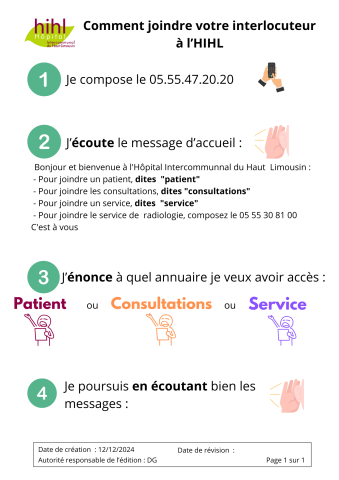 Comment joindre votre interlocuteur à l'HIHL ?